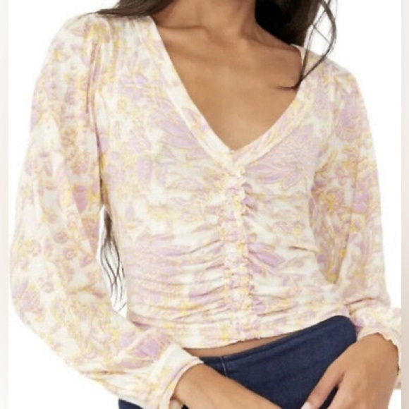 Free People Say The Word Floral Cotton & Modal Knit Top - Picture 1 of 3